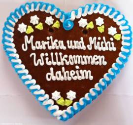 Lebkuchenherz 500 Gramm mit individuellem Text ca.35 x 32 cm - Bild vergr��ern 