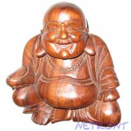 Happy-Buddha, 20cm aus Suarholz, Handarbeit aus Holz, Buddha-Figur Feng Shui - Bild vergr��ern 
