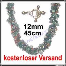 Splitterkette Heliotrop 45cm, Verschluss aus 925er Silber - Bild vergr��ern 