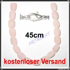 Zylinderkette Rosenquarz Edelsteinkette Kette mattiert 45cm - Bild vergr��ern 