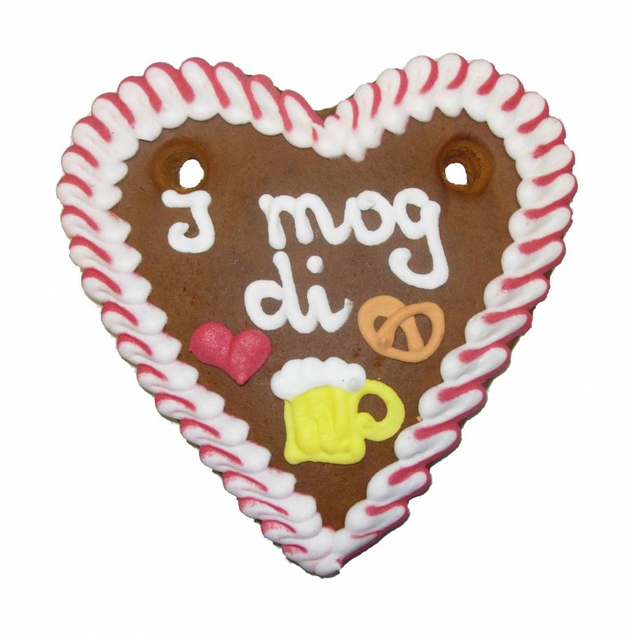 Wiesn Lebkuchenherz mit Spruch „I mog di“ ,13 x 14 cm, Oktoberfest ,Kirmes,Volksfest