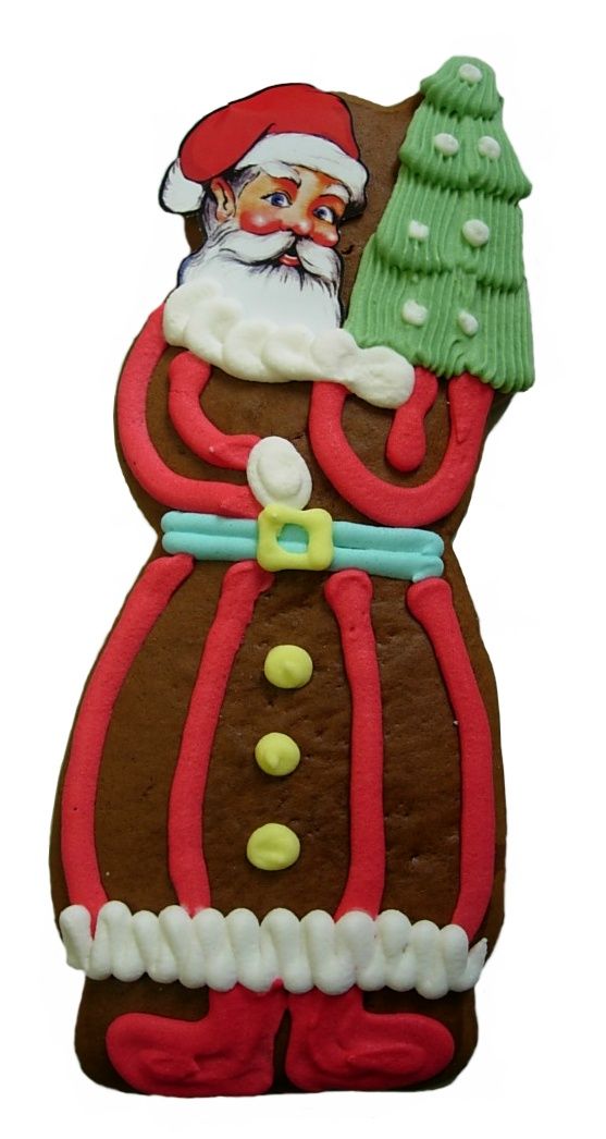Lebkuchen Weihnachtsmann,Nikolaus mit Tannenbaum 40 Stück im Karton